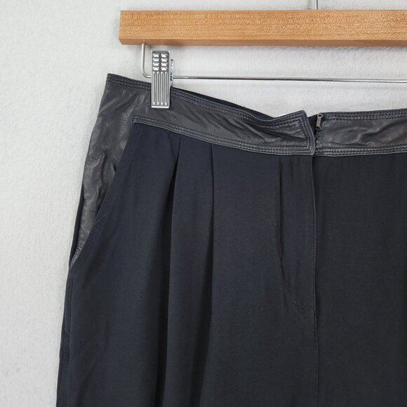 Alexander Wang Pants Womens 6 Black High Rise Pleated Silk Lined Leather Trim - Picture 2 of 16